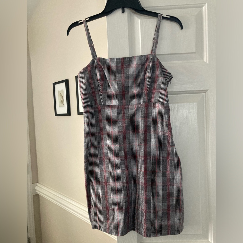 Hollister Gray and Red Plaid Mini Dress